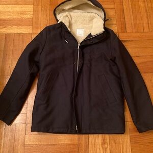 Men's Classic Black Hooded Windbreaker